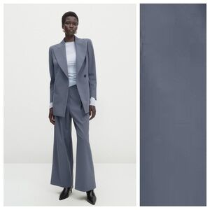 NWT. Massimo Dutti Studio Gray Viscose Blend Darted Wide-Leg Trousers. Size XS.